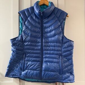 Women’s Bernardo Packable Goose Down Puffer Vest Royal‎ Blue Aqua size XL Travel